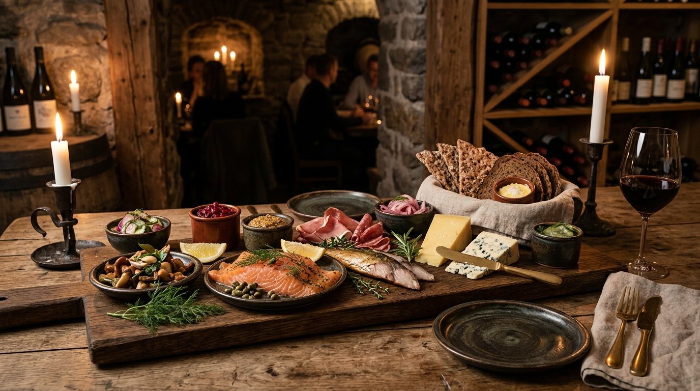 A shared-plates board in The Cellar