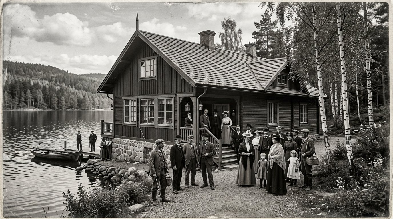 Fictional archival photograph of Eld & Björk from 1899, the year it opened alongside Bjorkholm Estate