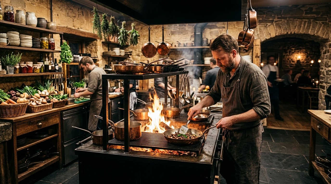 The open fire kitchen at Eld & Björk